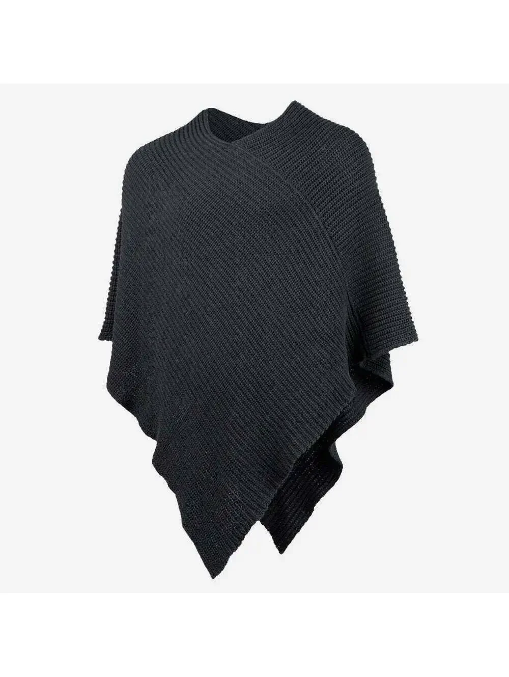 Love Your Melon Poncho Shawl Knit Sweater Women Large Cotton Charcoal Gray Scarf